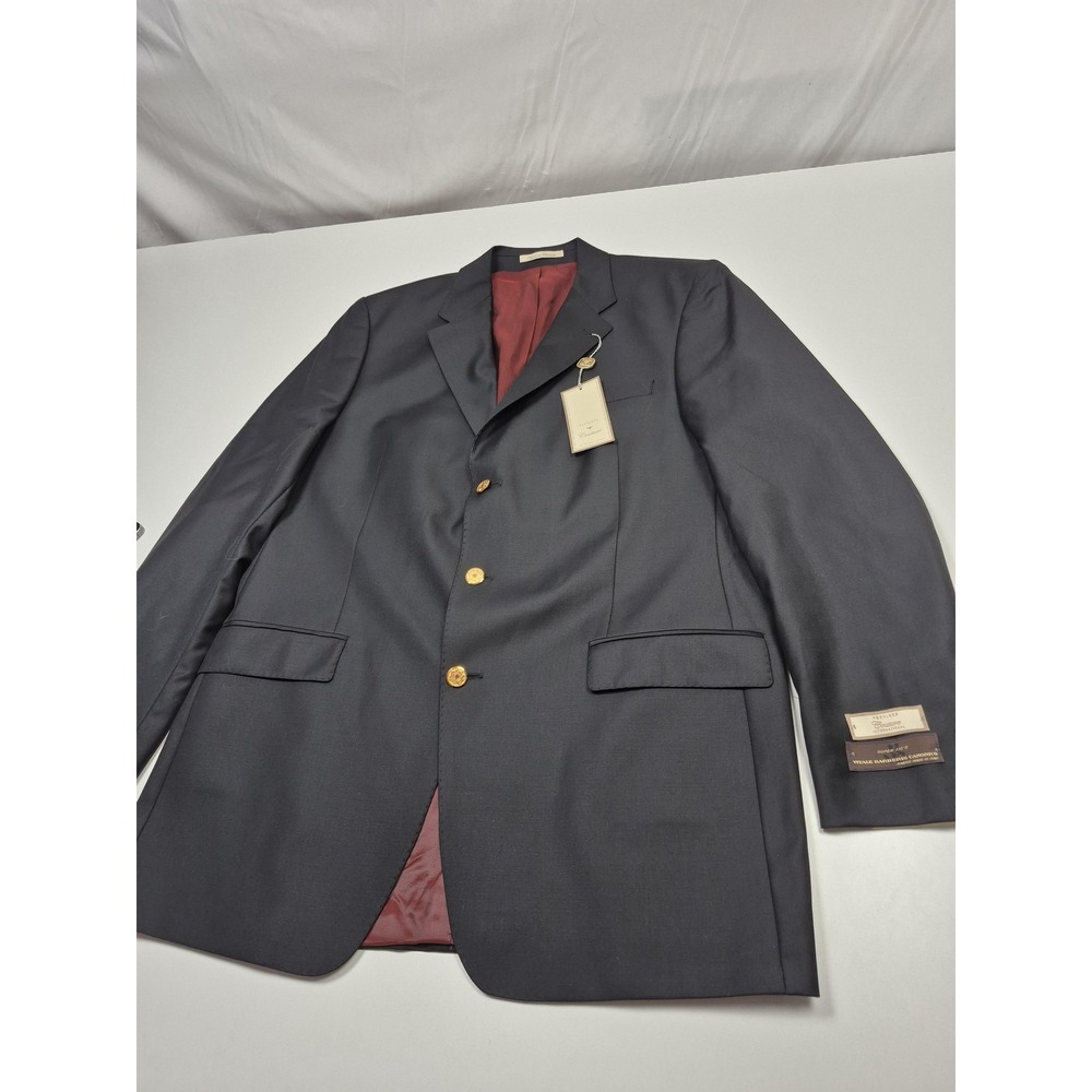 Vitale Barberis Canonico Blazer Mens 44L Black Wool Super 110s Sport Coat NWT